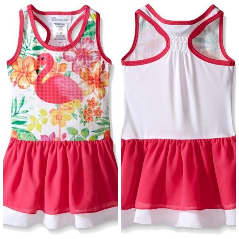 Bonnie Jean Girls Flamingo Floral Sun Dress Size 4T Pink Sleeveless Tropical NWT
